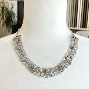 Brighton 18” Crystal Lux Silver Plate Collar Necklace Adjustable